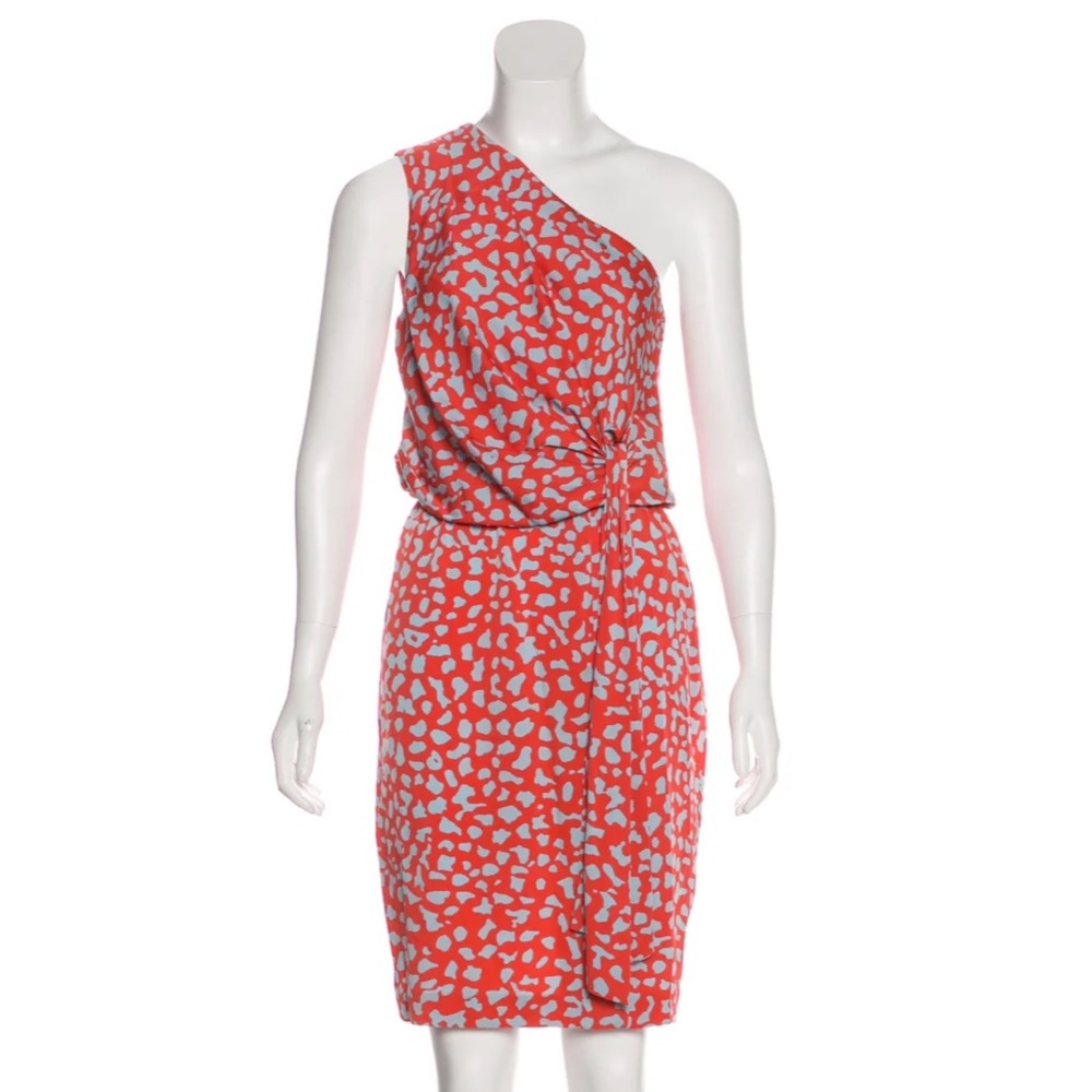 Size S: Diane von Furstenberg Agantha Coral one shoulder Dress